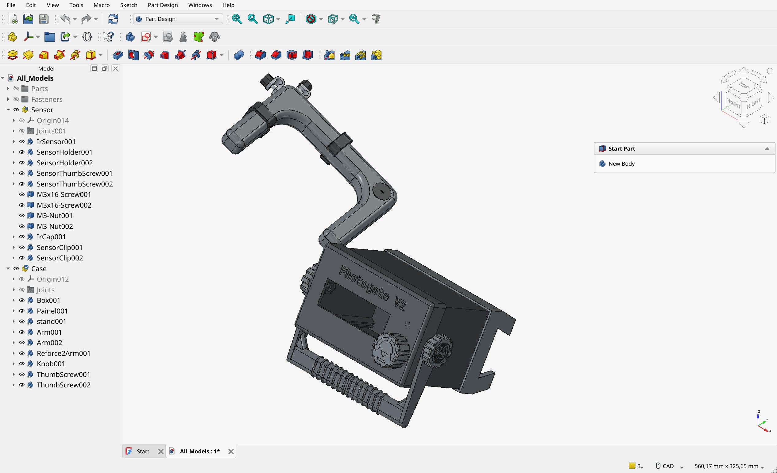 Photogate V2 FreeCAD assembly